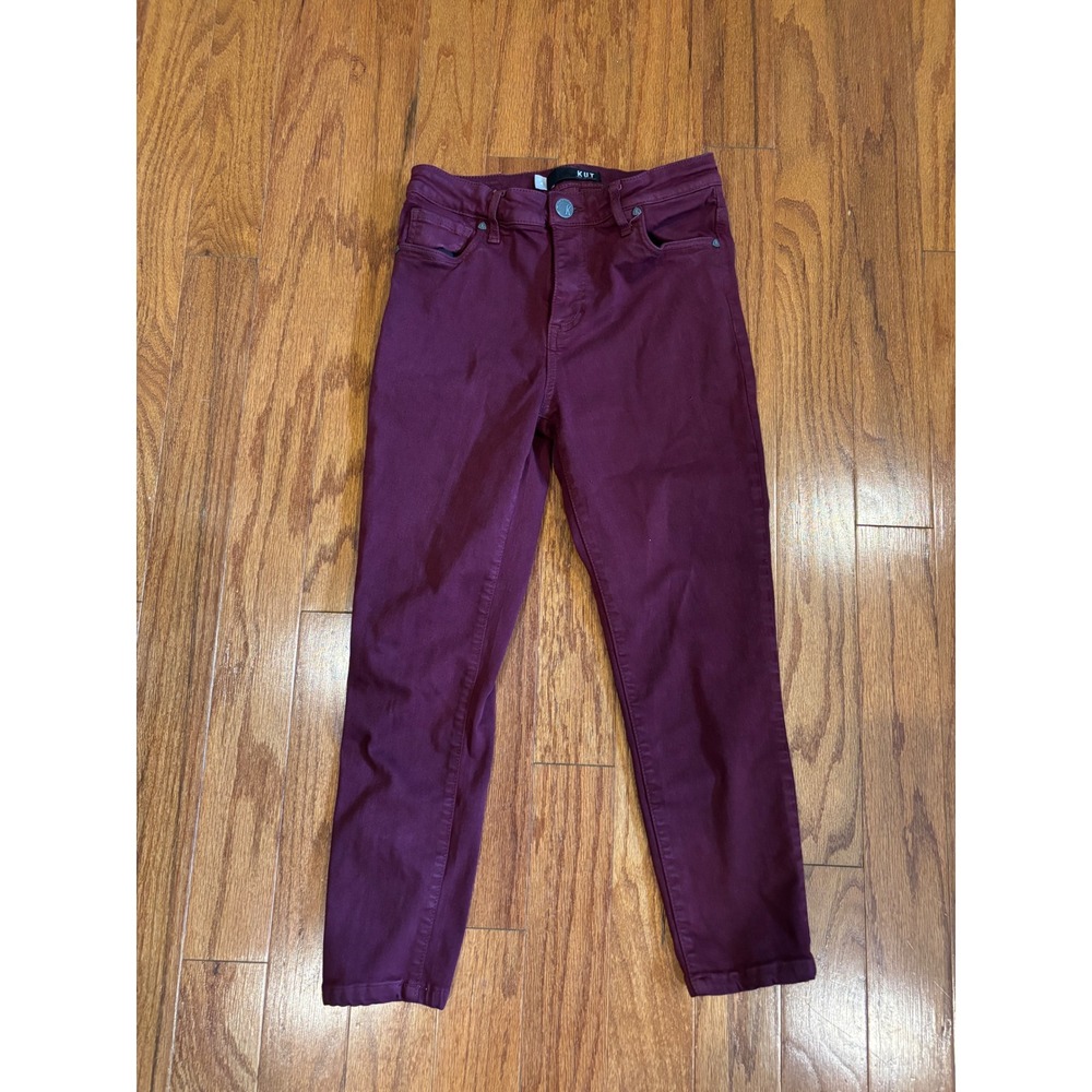 Kut‎ From the Kloth Maroon Donna High Rise Ankle Skinny Jeans Size 4